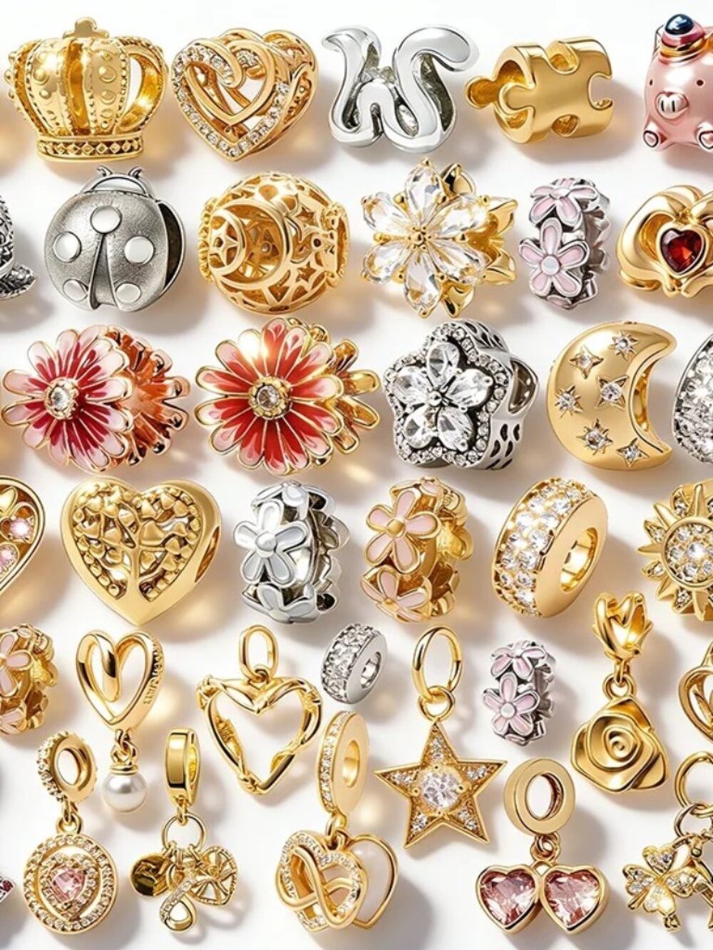 1 pcs Floral Themes Charm For Pandora Silver Gold The Bracelet Bead 1 Charm